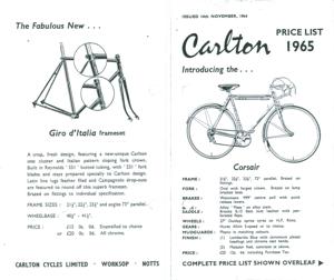 Raleigh Carlton 1965 PriceList