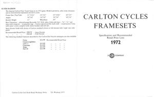 Raleigh Carlton 1972 PriceList