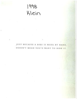 Klein 1998 Catalog