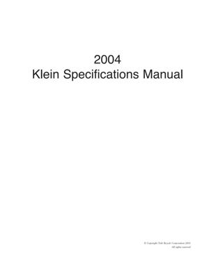 Klein 2004 Spec Manual