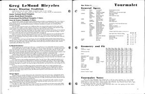 LeMond 1996 Spec Manual