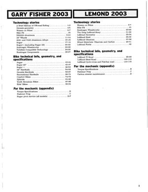 LeMond 2003 Spec Manual