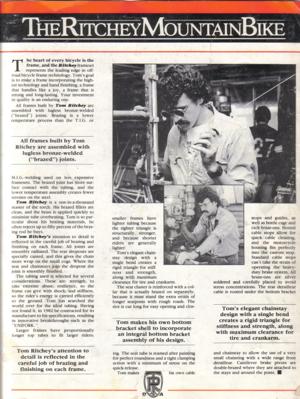 Ritchey 1985 Mountain Bike Catalog (Partial)