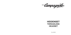 Campagnolo Hiddenset Threadless Headset Technical Manual