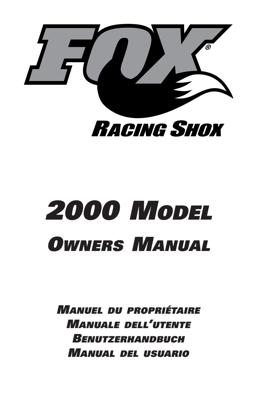 Fox 2000-2001 Rear Shocks Owner's Manual