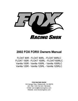 Fox 2002 Fork 32 Owner's Manual