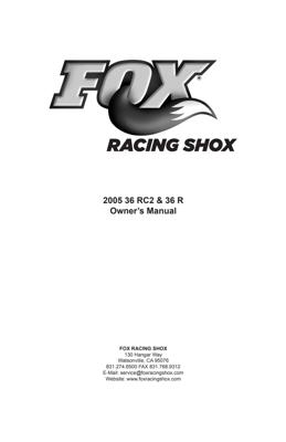 Fox 2005 Fork 36 Owner's Manual