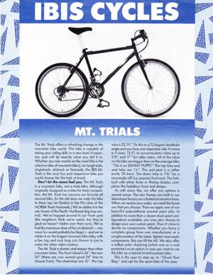 Ibis 1991 Mt. Trials Brochure