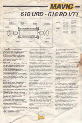 Mavic 610 URD / 616 RD VTT Bottom Bracket Manual